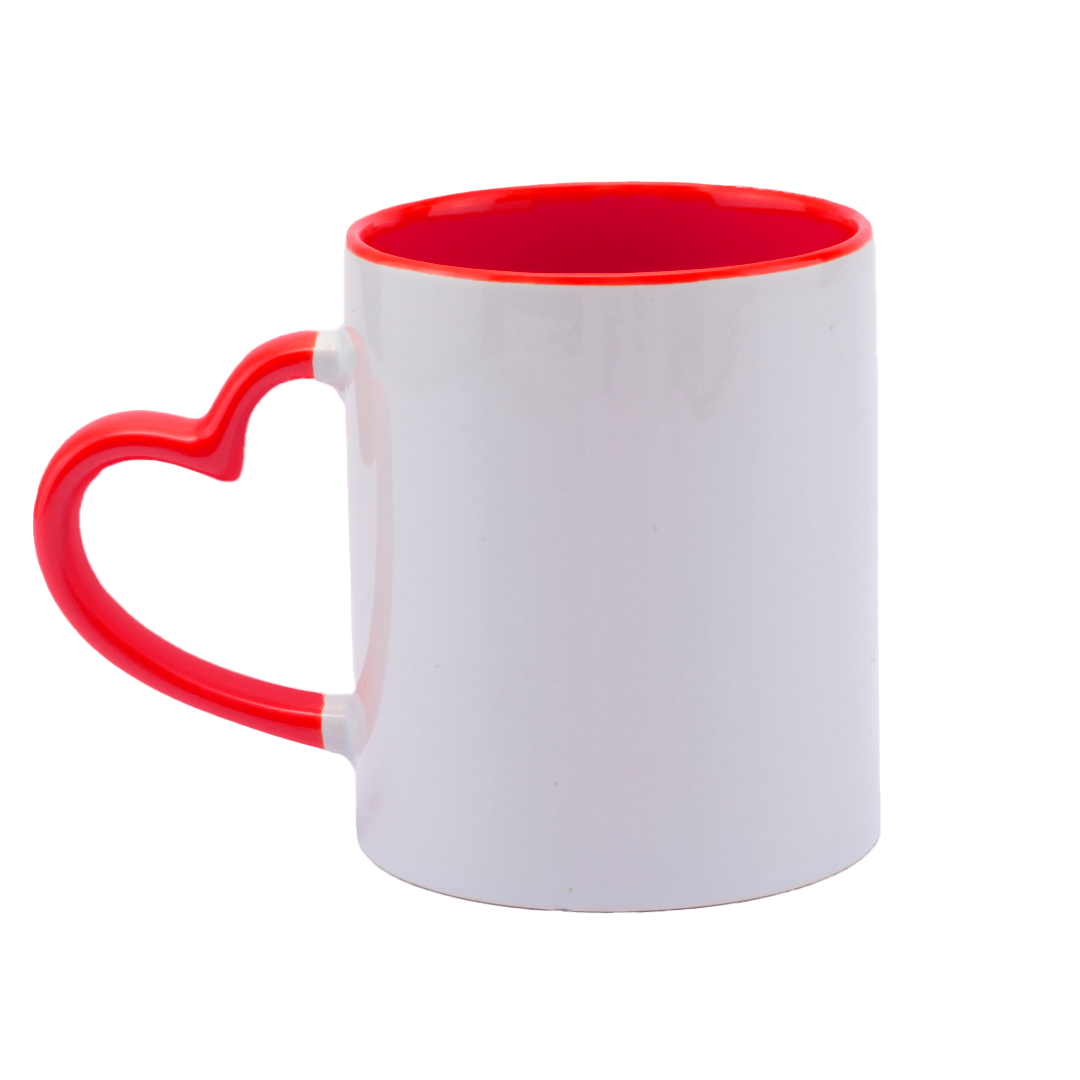 MUG CERAMICA 11OZ OREJA CORAZON ROJO SUBLIMACION CON CAJA INDIVIDUAL