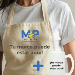 COMBO DELANTAL Y MUG VIDRIO OPALIZADO SUBLIMABLES