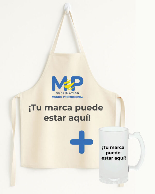 COMBO DELANTAL Y MUG VIDRIO OPALIZADO SUBLIMABLES - Imagen 2