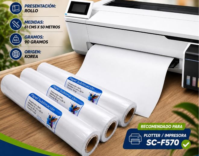 PAPEL PARA SUBLIMACIÓN POR 50 METROS SECADO RAPIDO
